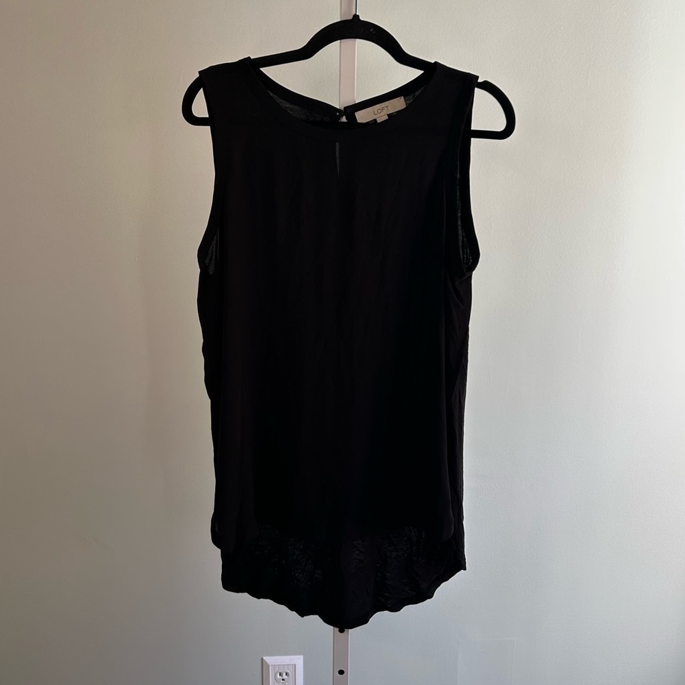 Loft Black Hi-Lo Sleeveless Blouse